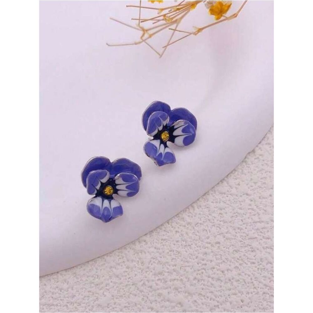 Purple Floral Stud Earrings A1800